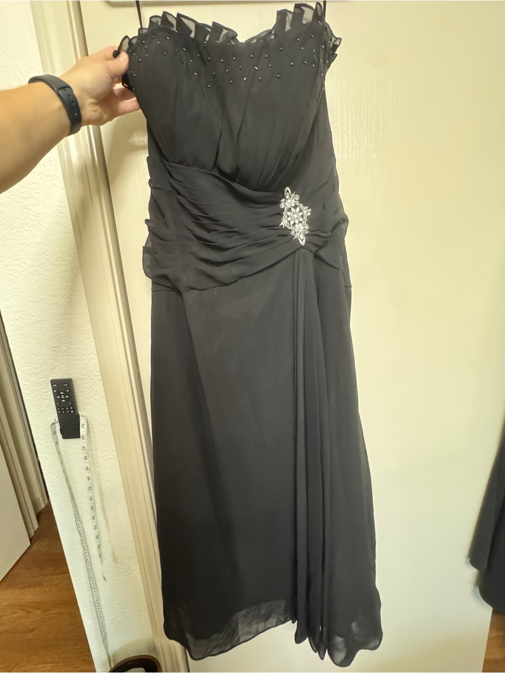 May Queen couture Black Strapless Rhinestone-Accent Dress